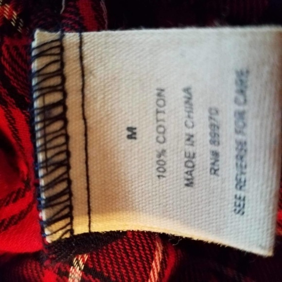 Love Notes Red Plaid Embroidered Bell Sleeve Top Medium - Picture 4 of 6